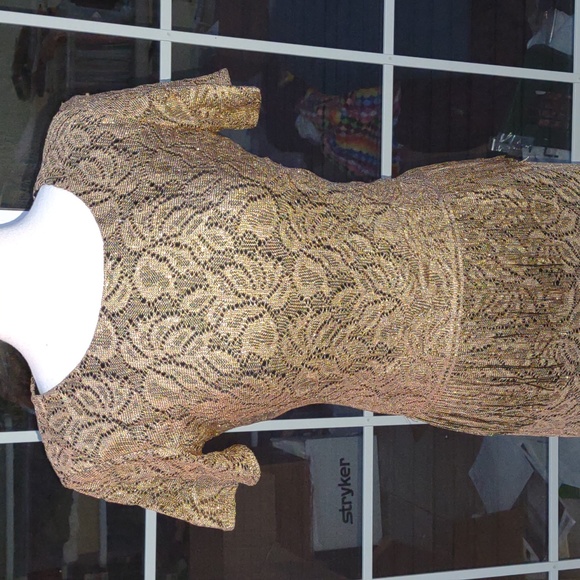 ๐ VINTAGE ๐ SHERI MARTIN NY Gold Flapper Style Dress - Picture 3 of 16